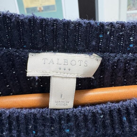 Talbots Womens Large Blue Confetti Flecked Knit Pullover Sweater - Picture 2 of 3